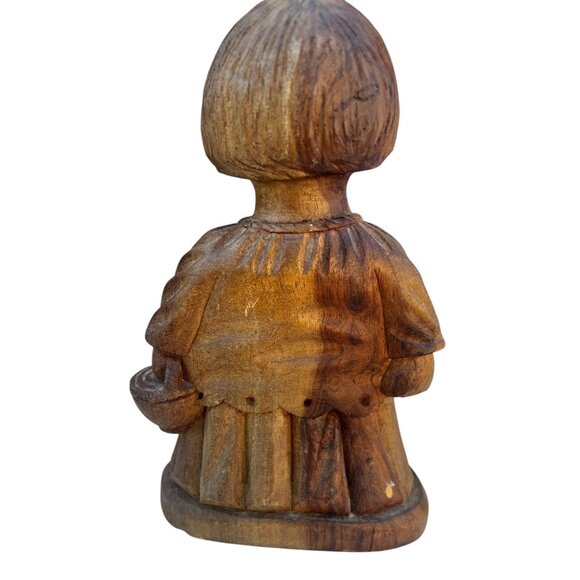 Hand-Carved Solid Wood Figurine Of A Choir Boy Singing Holding Basket - Picture 3 of 10